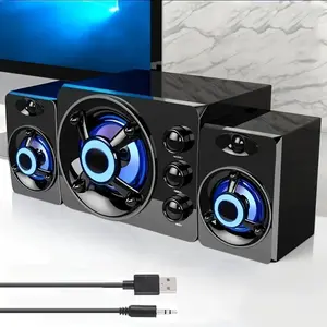 Universal Computer Speakers 3-Channel Split Audio Design Laptop Wired Stereo Speakers Multicolor USB Powered 3.5mm Audio Jack