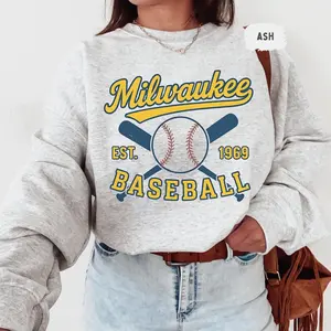 Vintage Milwaukee Baseball Sweatshirt, Retro Crewneck Jumper, Unisex Heavy Blend Pullover, Fan Gift, Baseball Team Apparel, Milwaukee Breathable Casual