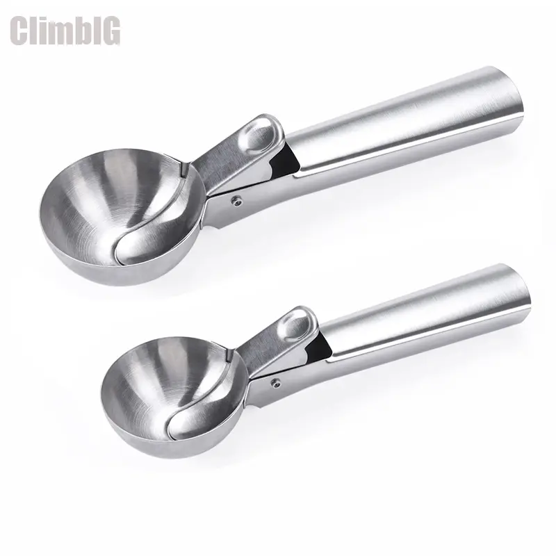 2Pcs Trigger-release Ice Cream Scoop: Heavy-duty Stainless Steel Construction, Easy Release, and a Comfortable, Ergonomic Handle; Suitable for Hard Ice Cream, Sundaes, and Cookie Dough; Dishwasher-safe—a must-have for Baking Enthusiasts, Outdoor.