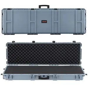52-in Heavy Duty Lockable Rifle Case with Locking Latch, Pre-cut Foams, Wheels, IP67 Rated Waterproof Dustproof Rifle Storage for Shotguns, Airsoft Guns, Grey