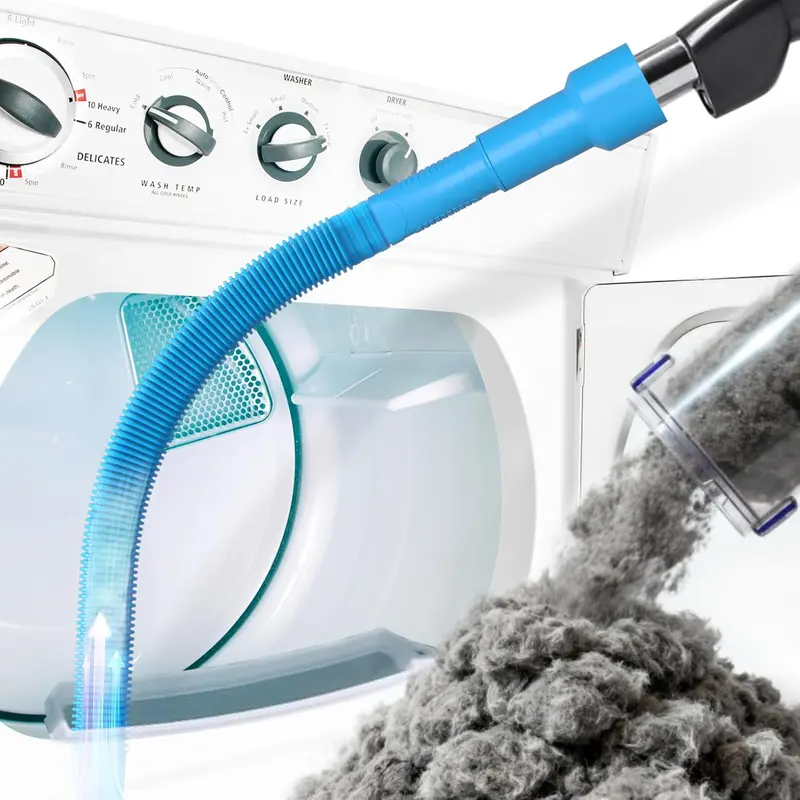 Holikme 2-in-1 Dryer Vent Cleaner Kit, Vacuum Hose Attachment & Flexible Lint Brush, Dryer Lint Remover for Hard-to-Reach Areas, Bendable Deep Cleaning Tool for Dryer Vents & Lint Traps, Helps Improve Dryer Efficiency