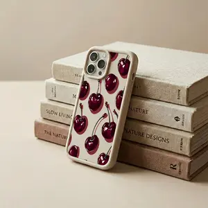 Glam Deep Burgundy Cherry Print Juicy Eye-Catching iPhone17/17PROMAX/17PRO/16/15/14/13/12/GALAXYS21/S22/S23/S24 Celestial Eye Layered Case BOBOJT1139001