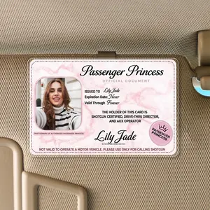 RodyThread Personalized Passenger Princess Car Visor Clip - 3mm Acrylic, 3-5in Sizes, Tool-Free Easy Installation, Custom Photo Certified Decor, Trendy Pink Marble Gift, Summervibes, Car Accessories (Girly, Cute, Whimsical), Accessories For Car, Girly Car