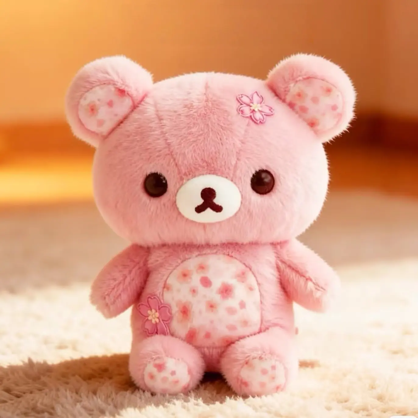 Cherry Blossom Bear Plush Toy, Soft Stuffed Animal for Kids, Cozy Sleeping Pillow, Perfect Gift for Children, Cute and Comfortable, Cute Teddy Bear, Huggable stuffed animal, Soft Cuddly Gift, Soft Adorable Stuffed