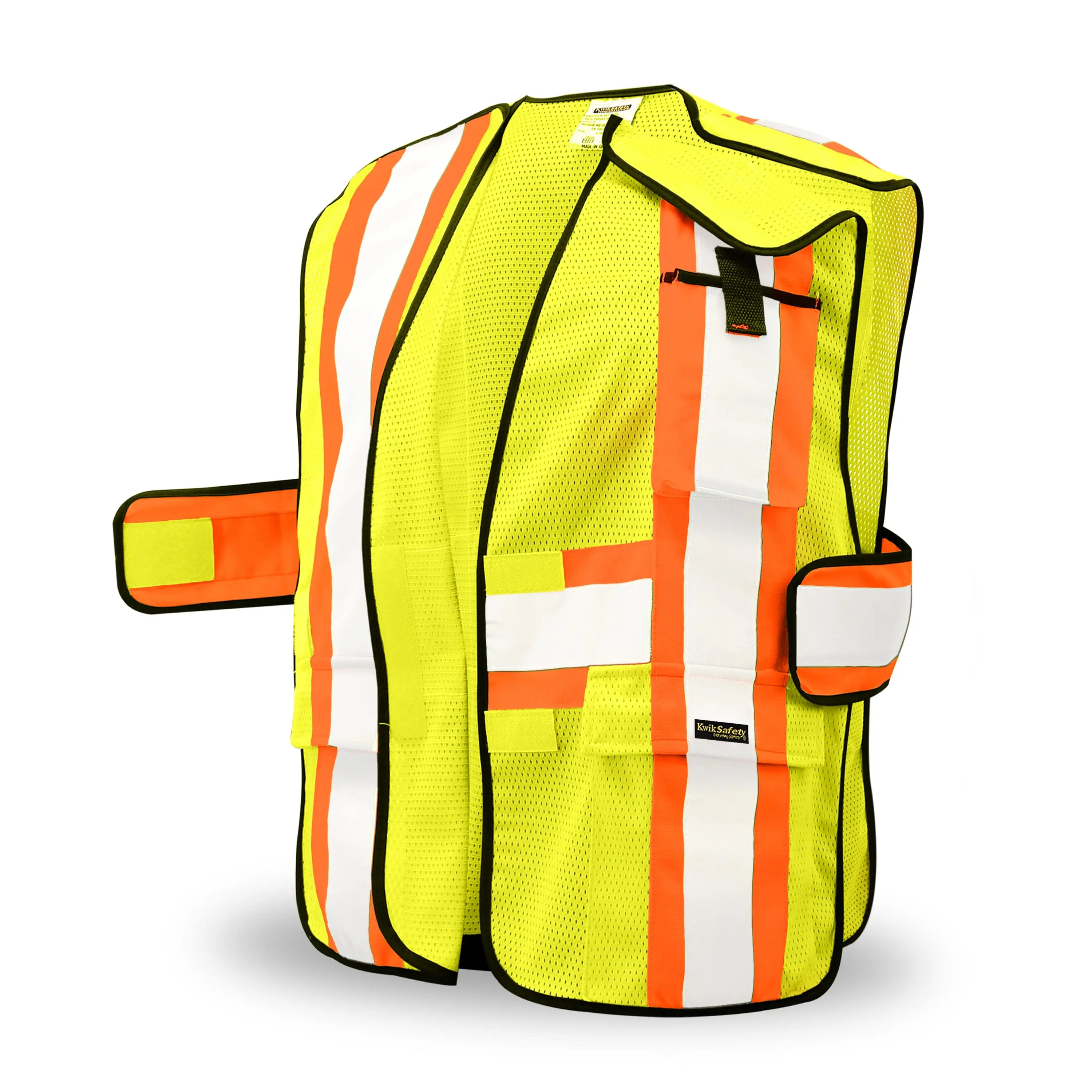 KwikSafety FIRST RESPONDER Hi Vis Reflective Breakaway Class 2 Safety Vest | EMS, Crossing Guard, Security, Police - Model No.: KS3315
