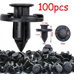 100pcs Bumper Clips 8mm Plastic Rivet Fastener Mud Flaps Fender Push for NISSAN