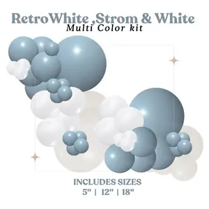 Stormy Blue Kit | Balloon Garland Combo Dreamy Look Perfect for Baby Showers Bridal Shower Classy Touch Muted Color Combo Includes Sizes 5" 12" 18"