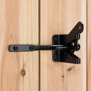 Self Locking Automatic Gravity Lever Gate Latch, Black Steel Door Latch for Wood Fence Gate