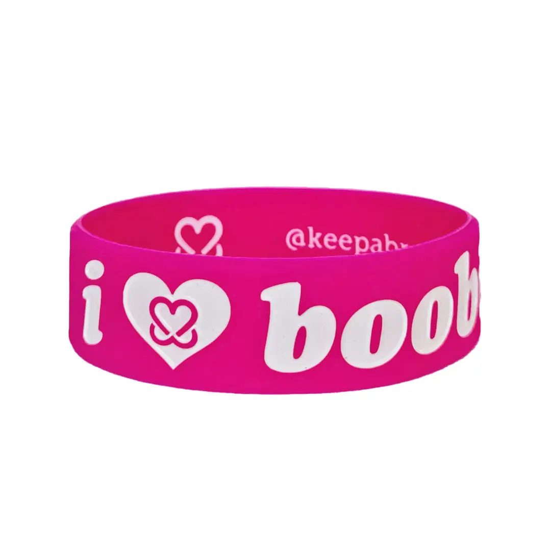 i love boobies!  Classic Bracelet - Cupcake (Hot Pink / White)
