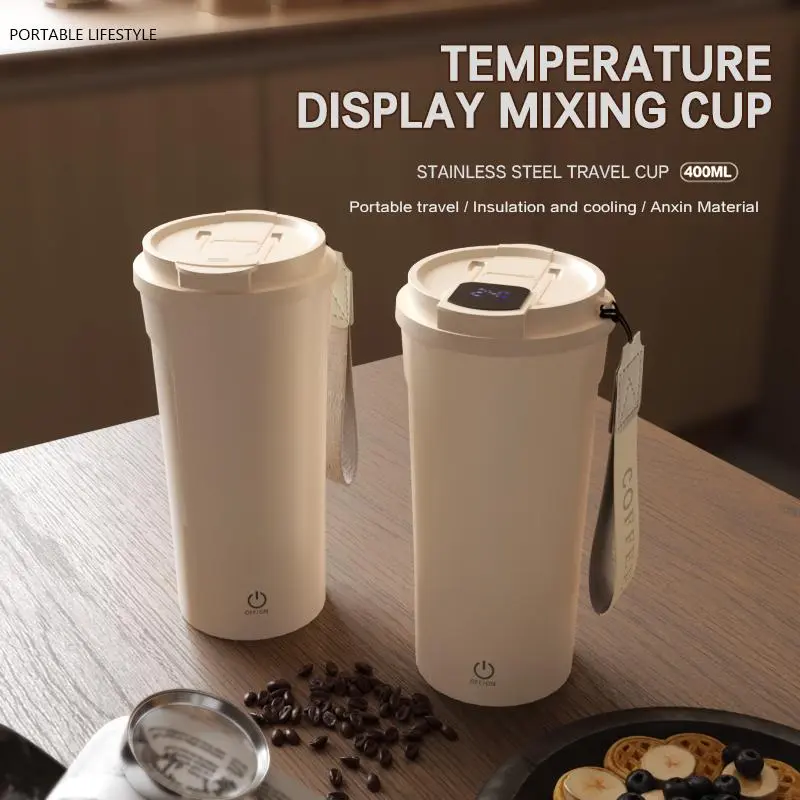 USB Rechargeable Electric Automatic Stir Sports Water Bottle - Stainless Steel Mixer with Seal Lid, High-Speed On-the-Go Mix Function, Food-Safe Materials, Car Holder Fit, Gym Use, Durable, Easy to Clean, Eliminates Manual Stirring, Unisex