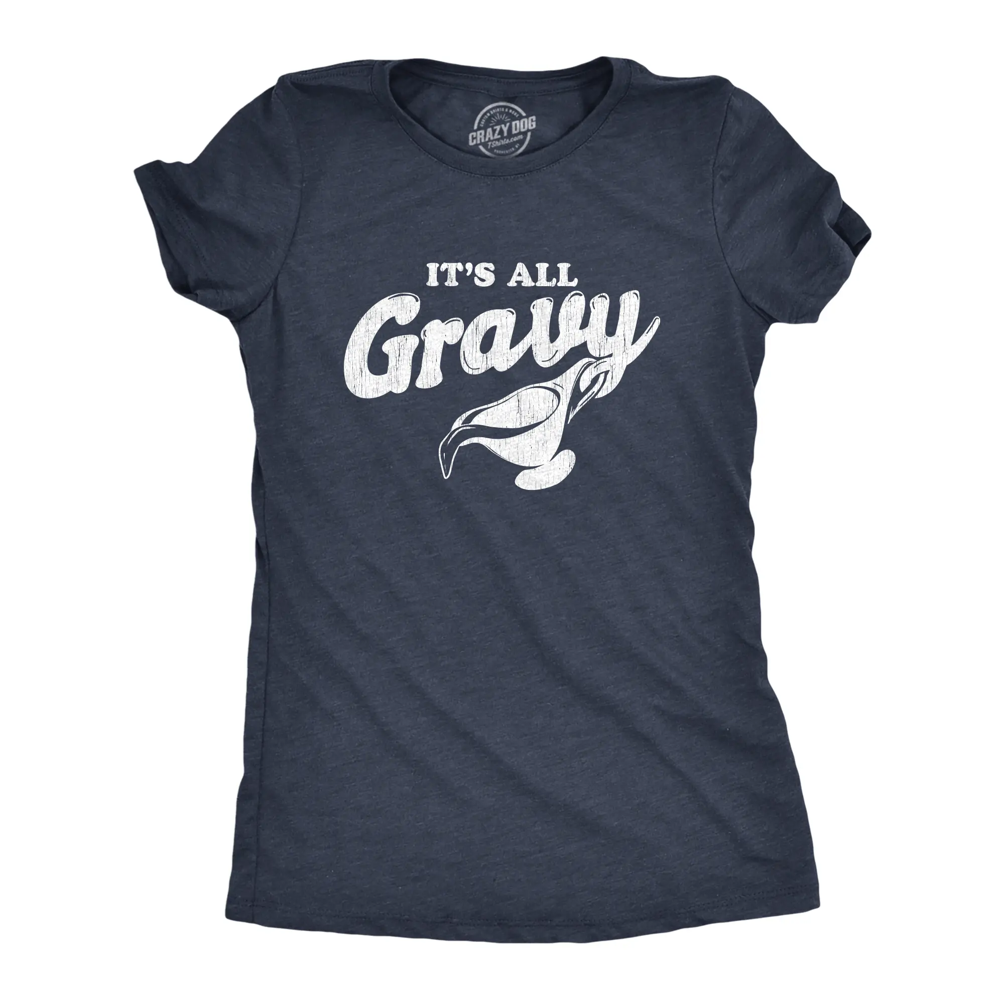 Womens It's All Gravy T Shirt Funny Thanksgiving Dinner Holiday Tee Funny Womens T Shirts Cute Vintage Fashion Casual Ladies T-Shirt Gift Thanksgiving Tops for Women Funny Food Top Women's Novelty Tees Navy