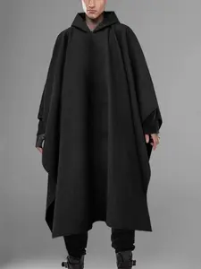 INCERUN Men's Fashion Solid Color Extra Long Hooded Cape Cloak, Perfect for Streetwear, Stylish and Comfortable Outerwear for Men, Lengthened