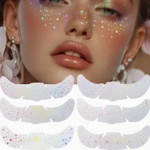 6 Mixed Glitter Laser Freckle Stickers, Rainbow Heart and Star Designs Waterproof Temporary Body Art, Perfect for Parties, Festivals, Holidays Daily Makeup Decor