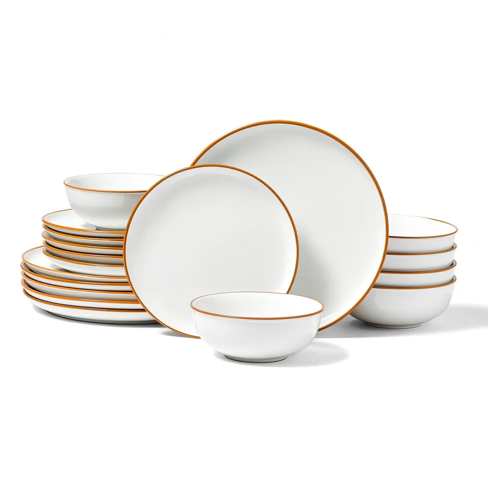 VEVOR Modern Minimalist Aesthetic Ceramic Dinnerware Set, 24oz Service for 6 (18 PCS) Round Plates & Bowls, Scratch-Resistant, Dishwasher-Safe, Microwave-Safe, for Dessert, Pasta, Salad