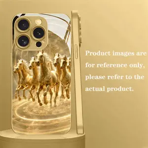 High Definition Beautiful Fashion Galloping Horse Niche Design Glass Case Suitable for iPhone 17/17 Air/17 Pro/17 Pro Max/16/16 Pro/16 Plus/16 Pro Max/15/15 Pro/15 Plus/15 Pro Max/14/14 Pro/14 Plus/14 Pro Max/13/13 Pro/13 Pro Max/13/12/11/XR/XS/X/XS-MAX U