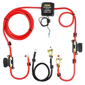 VEVOR Split Charge Relay Kit, 6mtr 12V, Automatic Dual Battery Isolator Kit with 140AMP Voltage Sense Relay VSR, Compatible with RV Marine Car Vehicle Truck Caravan Camper Yacht ATV UTV Boats Workshop