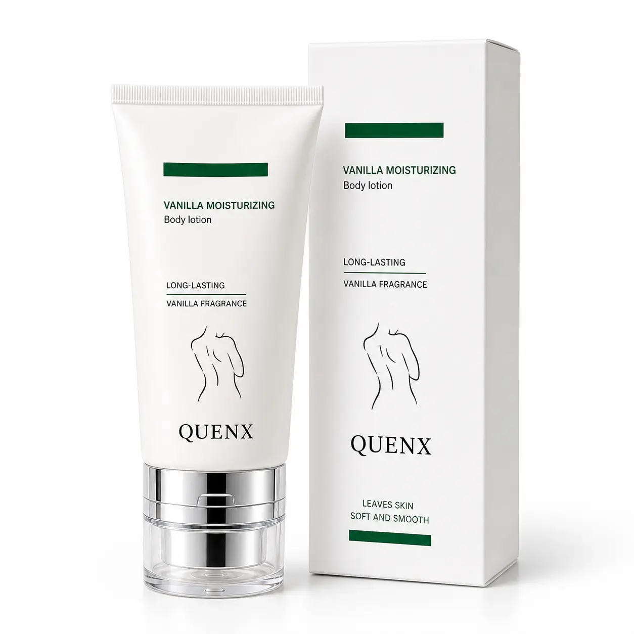QUENX Body Balm Moisturizer with AHA & Squalane for Hydrating & Smoothing Skin, Long-Lasting Vanilla Scent for All Skin Types, 4.1 oz, Body Care Products, Lightweight, Fragrance, Vanilla Body Care