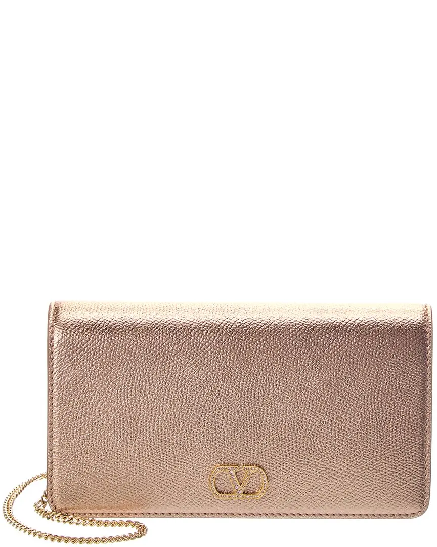 Valentino VLogo Signature Mini Leather Wallet On Chain