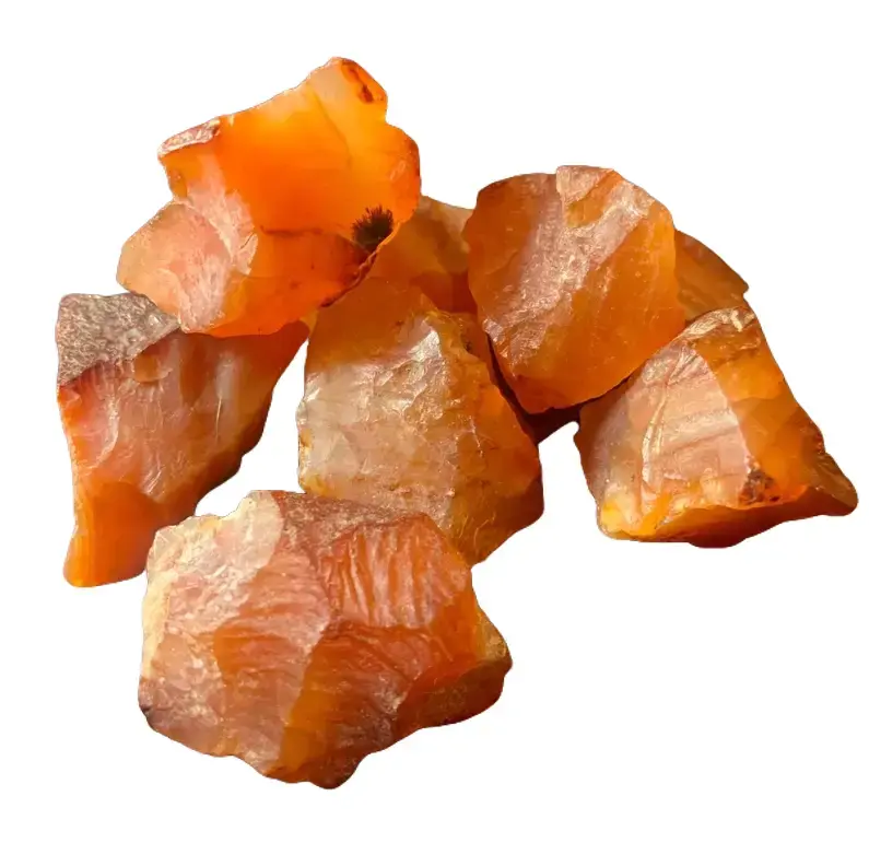 3-Piece Natural Raw Rough Carnelian Crystals - Semi-Finished Healing Stones for Tumbling, DIY Jewelry Accessories & Derivatives