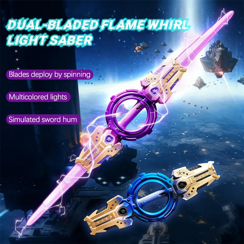 Unisex Glowing Spinning Dual-Light Saber Toy - 7-Color Retractable Dual-Blade, Type-C Rechargeable, Built-In Batteries, Realistic Hum, Plated Coating, Cosplay Prop, Ideal Birthday/Holiday Gift for Kids, Rechargeable Battery