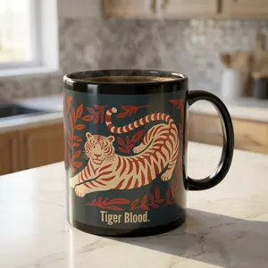OneVibe Co Tiger Blood Funny Mug Gift for Him, Ceramic Coffee Cup, 11 oz