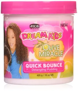 African Pride Dream Kids Quick Bounce Detangling Pudding - 15 oz Female Curly Haircare Pudding with Olive & Herbal Ingredients for Frizz Control, Smooth Hair