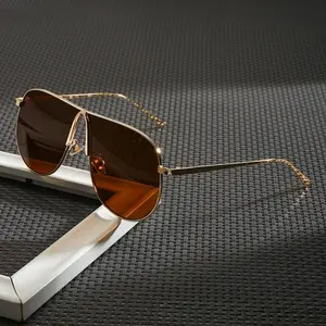Oversized Metal Frame Aviator Sunglasses - Female UV Shield Eyewear, European-Inspired Trendy Pilot Shades, Influencer-Style Statement Glasses for Daily Wear & Travel,summervibes