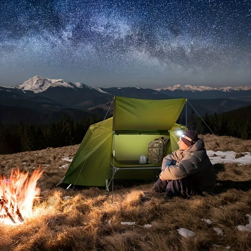 Hoteel 84.6x34.5in Army Green Camping Tent With Flysheet And Storage Bag, Adjustable Feet, Iron Stand, With Camp Bed
