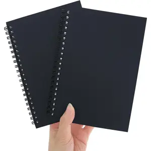 Premium 2-Pack Sketchbooks - Soft Cover, 140 Pages (70 Sheets), 7.5 x 5.1 inches, 100GSM Paper, Black Spiral Notebooks Set