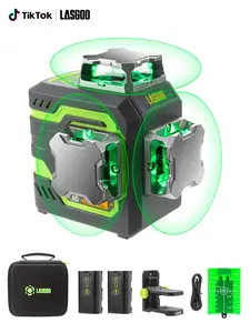 LG-3D Laser Level Self-Leveling 3x 360 ° Tool , 3D Green Beam Cross Line Laser for Construction and Picture Hanging, 2 Rechargeable Batteries (20 Hrs), Magnetic Liftable Stand Included
