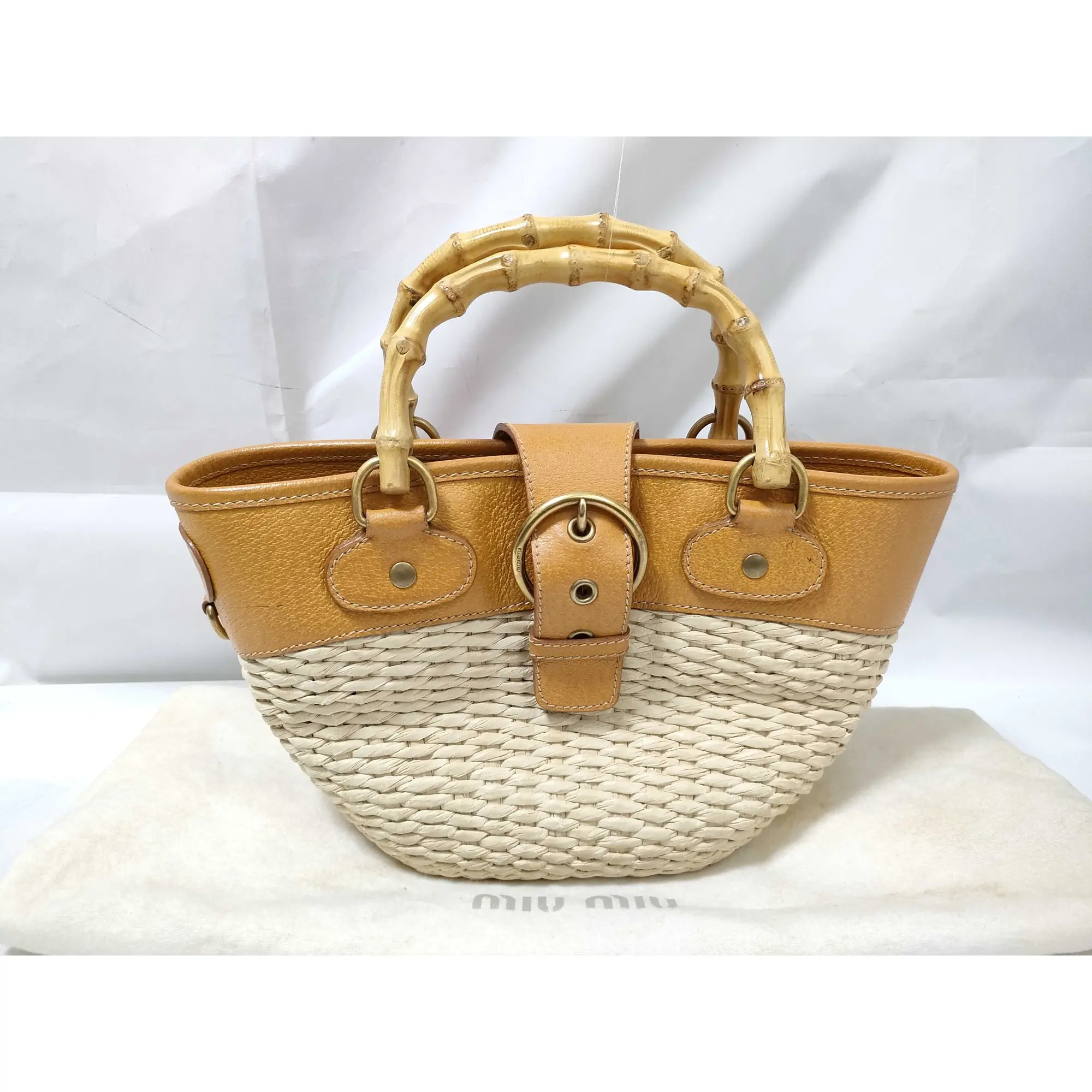 Pre-owned miu miu straw Shoulder bags Wicker Bamboo Handle Tote Bag (2260005753457)