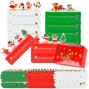 Christmas Bakery Boxes, 18 count 3 Styles Christmas Cookie Candy  Boxes with Window for Xmas Party Favor Pastries, Cupcakes, Cookies, Donuts,  Wrapping