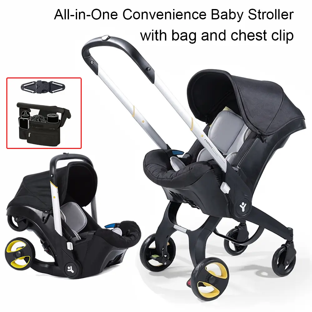 All-in-One Folding Baby Stroller with  Bag & Chest Clip, Adjustable Lightweight Travel Stroller for Outdoor Camping, Collapsible Stroller Folding Newborn Stroller, Integrated Canopy Aluminum Frame,Base-free Installation, sohochic