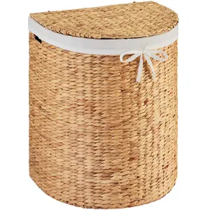 Best Choice Products Half Moon Laundry Hamper w/ Lid, Half Round Laundry Basket, w/ Removable Liner & Handles