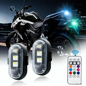 Aircraft Style LED Strobe Lights, Wireless Remote Control RGB 7-Color Anti-Collision Warning Lights, Rechargeable Flashing Beacon for Motorcycle Car Bike ATV, Must-Have Safety Gadget for Riders & Drivers