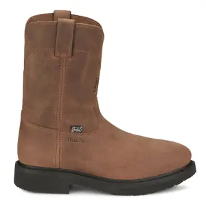 Justin Original Workboots Mens Round-Up 10 Inch Electrical Hazard Steel Toe  Work/Duty - Brown