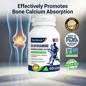 SkyMelody Glucosamine Hydrochloride Calcium Capsules | Advanced Joint & Bone Support, Enhance Workout Mobility, Repair Cartilage, Reduce Exercise Discomfort | Non-GMO, Gluten-Free, Premium Supplement for Gym Enthusiasts & athlete – 60 Capsules