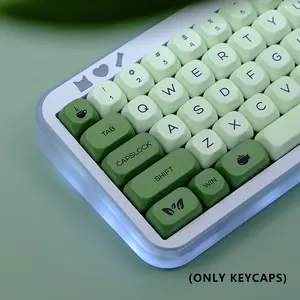 KBDiy Matcha KOA Profile Keycaps Set(ONLY KEYCAPS),Dye-Sublimation PBT Green Cute Custom Keyboard Keycap,143 Key Cap Set for Cherry Gateron MX Switches Mechanical Keyboards
