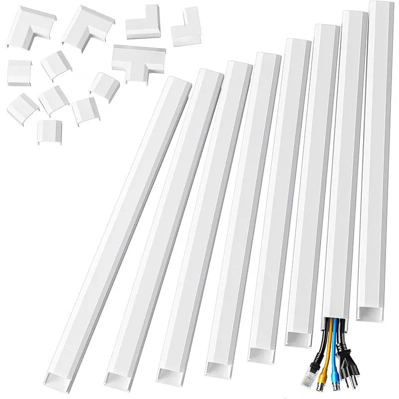 Cord Cover, 1 Set Large Cord Concealer on Wall Cable Management, Cable Raceway Kit for Mount TVs, Modern Wire Hider for Home Office Installation
