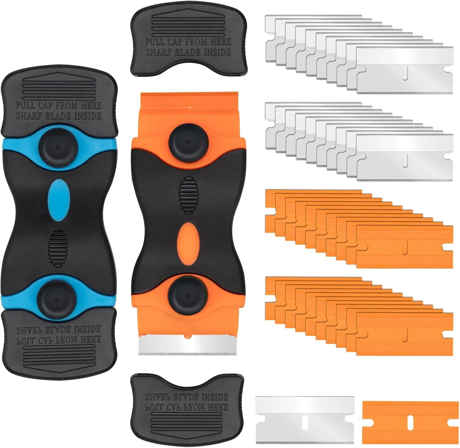 Razor Scraper Tool 2 Pack, Razor  Scraper Tool with 20 count Plastic  and 20 count Metal Scraper ,  Scraper for Glass, Decals, Wallpaper, Stickers