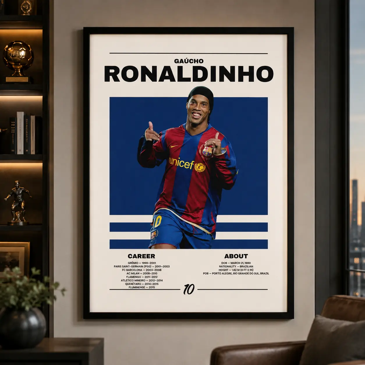 Ronaldinho Poster, Ronaldinho Football Poster, Gaucho Ronaldinho Print