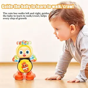 Dancing Bee Toy Cute with Music LED Lights Musical Light Up Walking Twisting Body Interactive Preschool Sensory Learning Toy for Toddlers abejita chiquitita de plim decoración dancing bee toy bee toys for babies toys baby toys kids toys