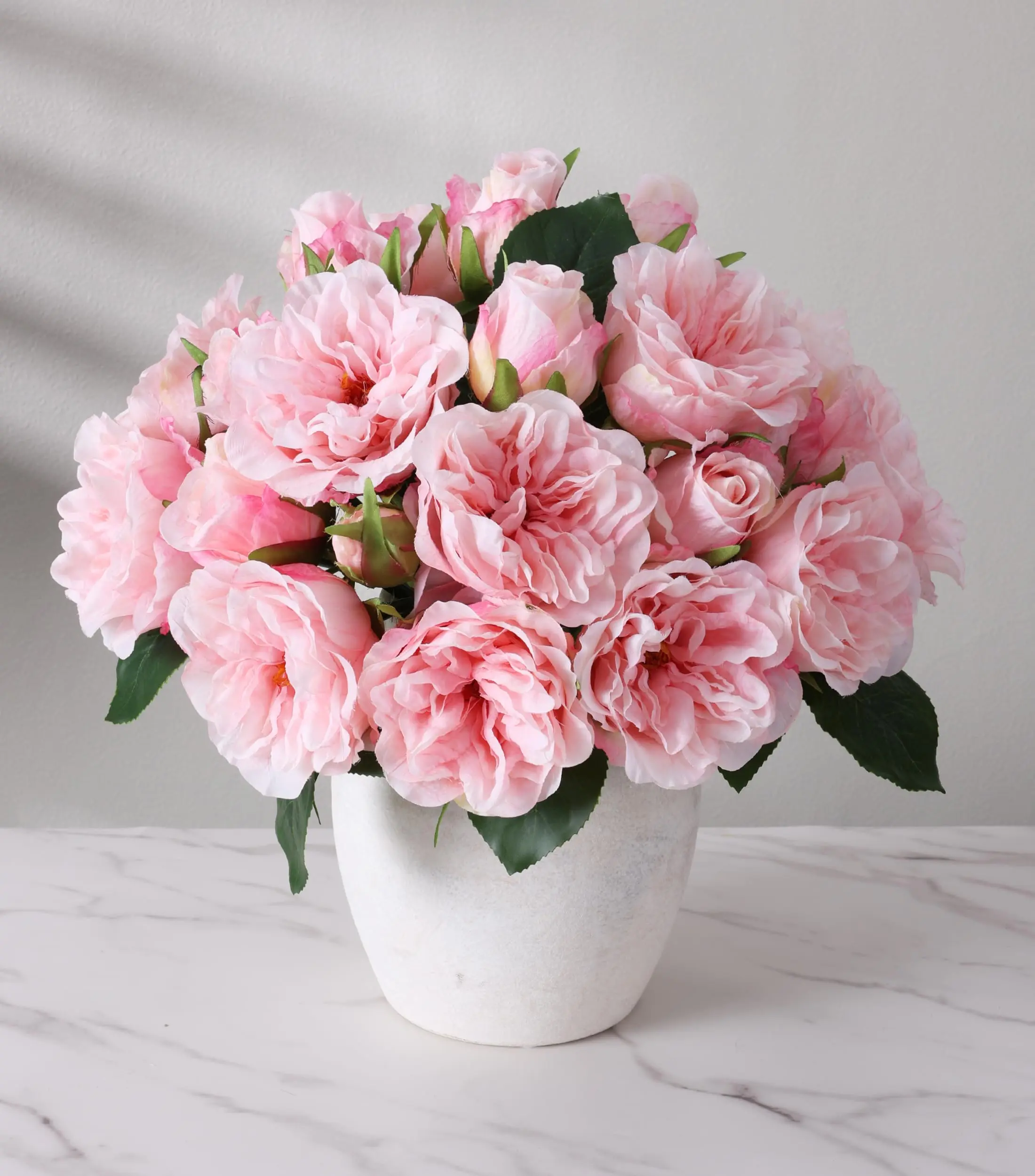Ivydale Light Pink Rose Artificial Flowers - 13 Branches Faux Roses for Vase Decor, Wedding Centerpieces & Living Room Accents (Silk Artificial Roses)