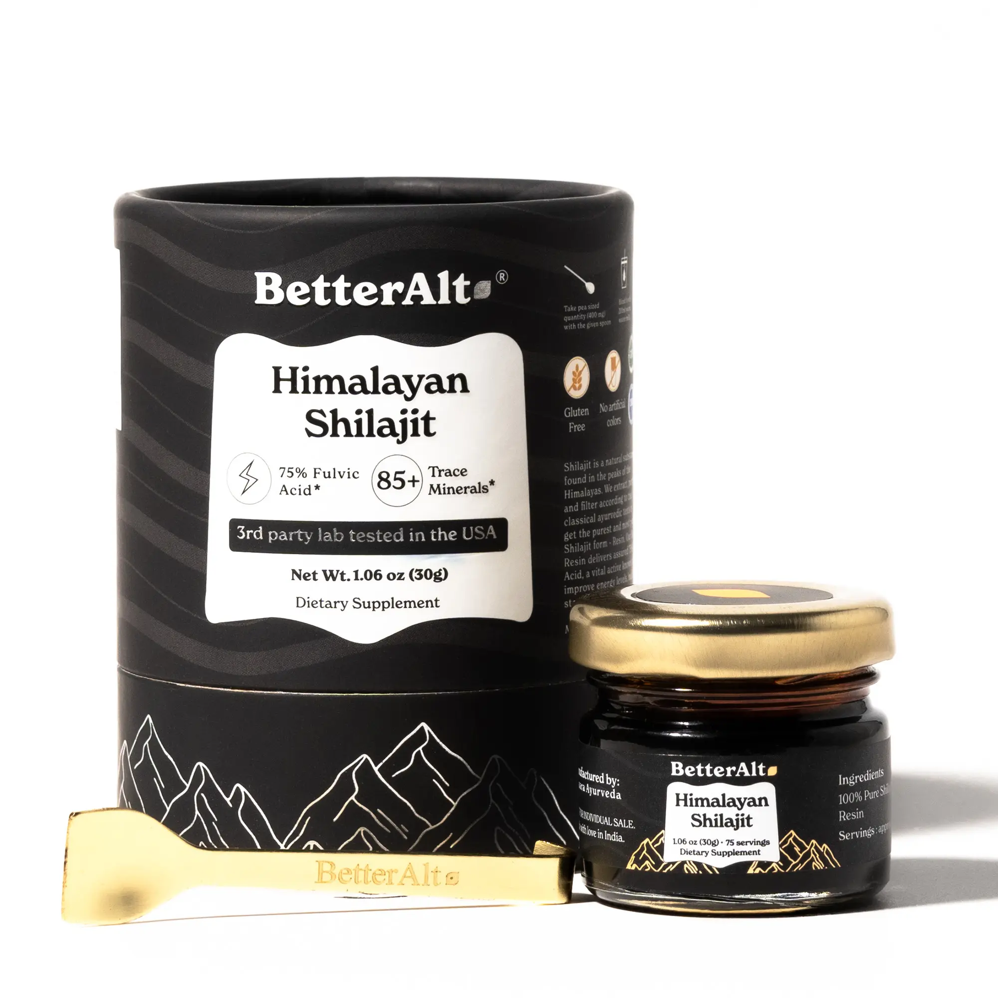 BetterAlt Pure Himalayan Shilajit Resin | Himalayan Superfood | Lab-Tested for Purity | Helps Build Energy Levels | 75 Servings | Dietary Supplement Fitness