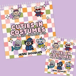 Cuties in Costumes Spiral Coloring Book