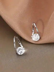 1 Pair Romantic Cubic Sparkling Zirconia Hoop Elegant Minimalist Earrings For Women For Wedding Engagement Anniversary Party Jewelry Valentine's Day Gift
