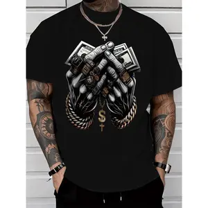 Comfort-Fit Cotton Tee – Men’S Crew Neck T-Shirt Featuring Trendy Dollar & Rings Graphics boyfriend  tees shirts  men good  graphic  tees baggy  shirt