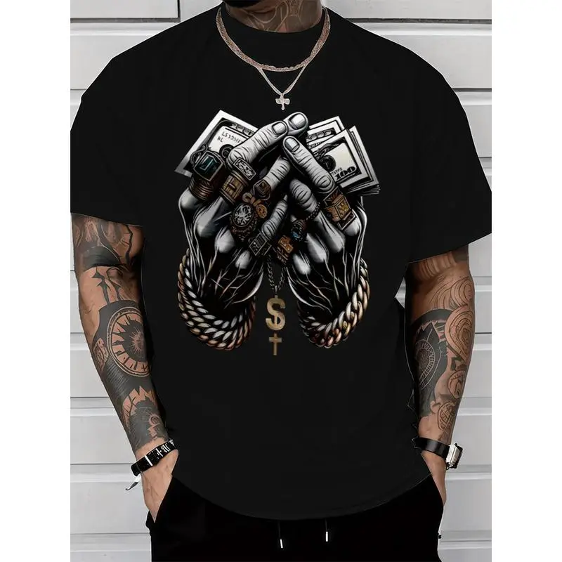 Comfort-Fit Cotton Tee – Men’S Crew Neck T-Shirt Featuring Trendy Dollar & Rings Graphics boyfriend  tees shirts  men good  graphic  tees baggy  shirt