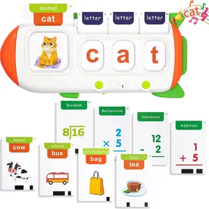 Speech Flashcards, Talking Flash Cards for Toddlers, Language Learning Flashcards, Cvc Word Game Includes 107 Common Words, Children Math Flashcards Alphabet Learning Toy Suitable for Ages 3+