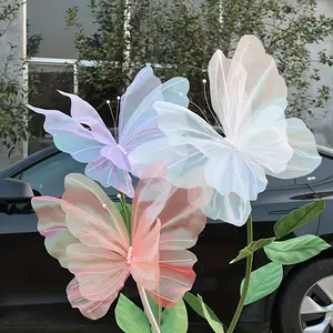 2 pieces of realistic 3D butterfly decorations - pink to purple gradient, suitable for weddings, gardens, and home decor - no power required, suitable for all seasons, lightweight and durable for indoor and outdoor use, butterfly party decorations White